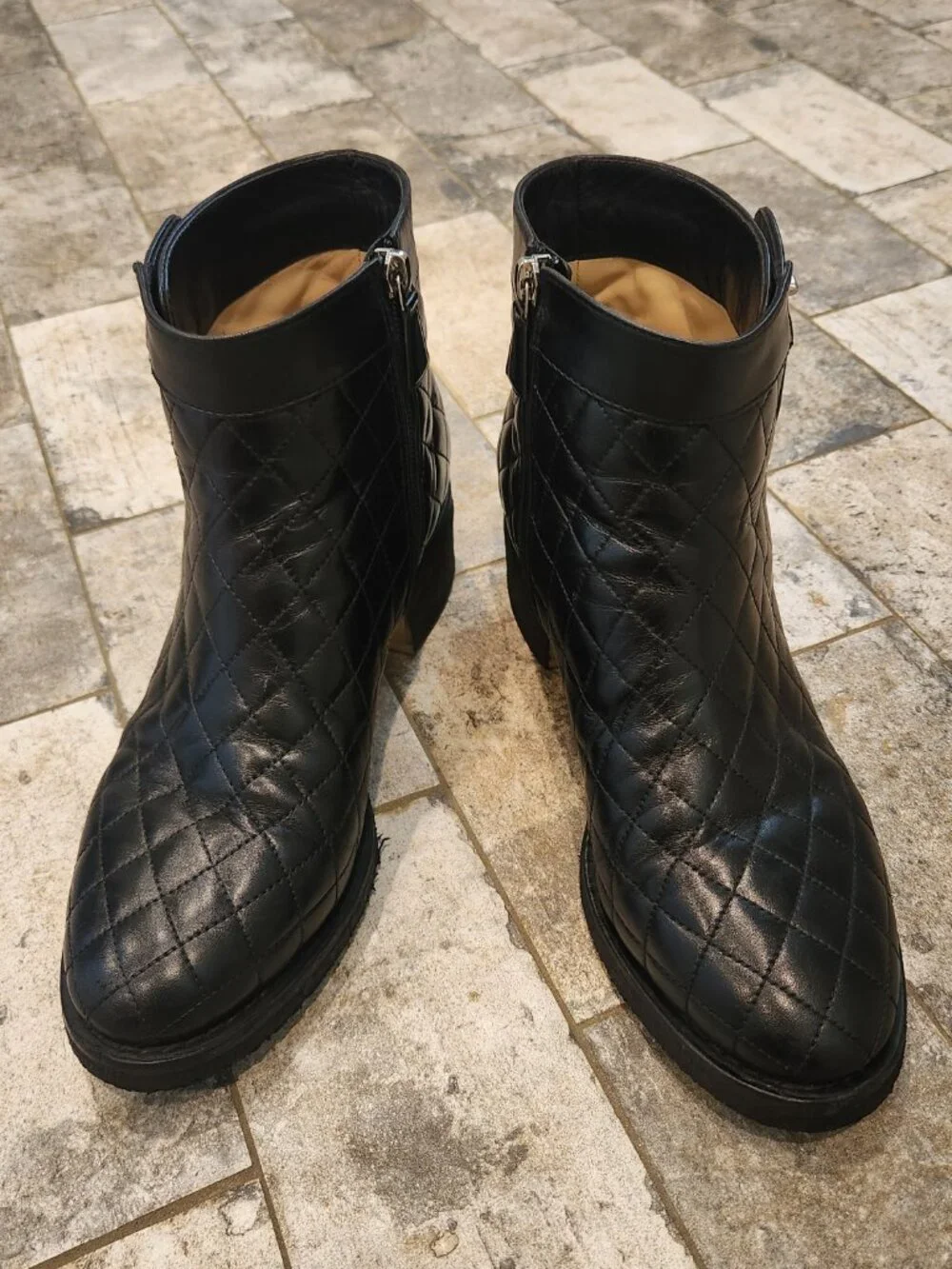Chanel Black Quilted Calfskin Short Boots, Authentic - Picture 8 of 14